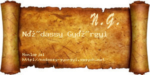 Nádassy Györgyi névjegykártya